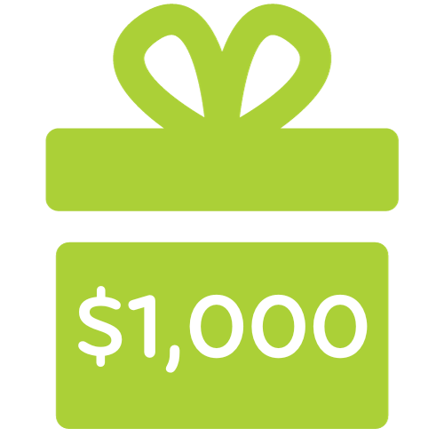 Green Present Icon with $100 Text inside