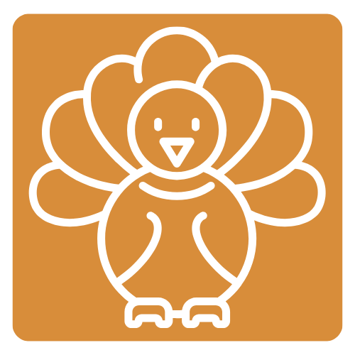 Orange Thanksgiving Icon with white turkey.